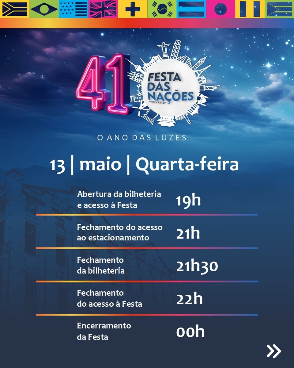 Horários — Quarta-feira 13/05