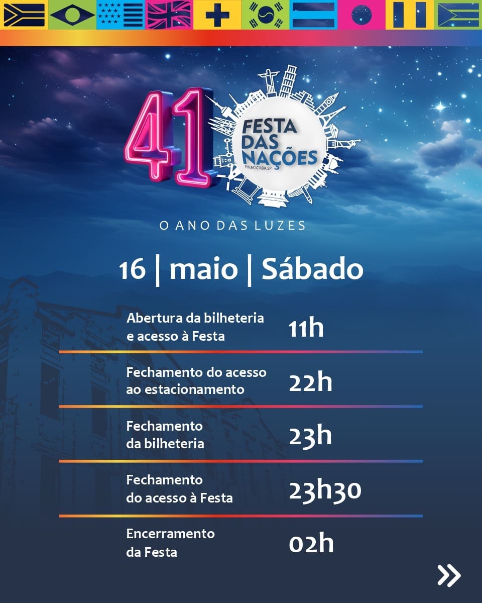 Horários — Sábado 16/05