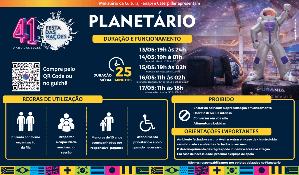 Regras da atração Planetário – Festa das Nações 2026