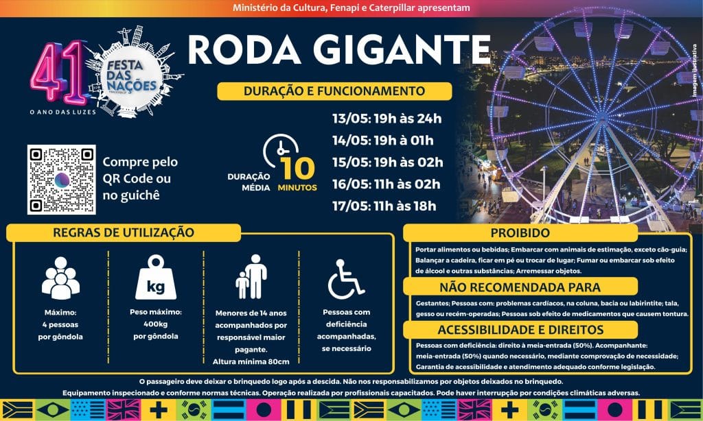 Regras da atração Roda Gigante – Festa das Nações 2026